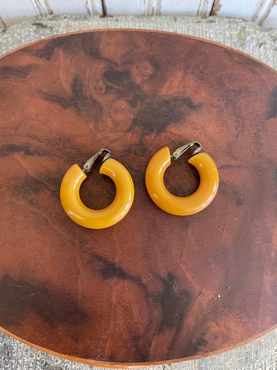 Vintage Butterscotch Bakelite Clip on Earrings—SALE PRICE