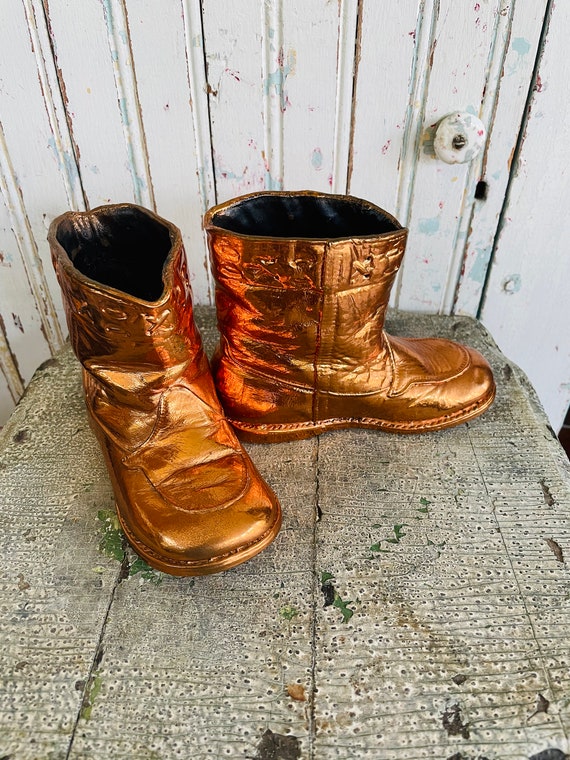 Mid Century Bronzed Toddler Boots