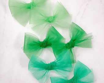 Shades of Green Tulle Piggy Bows