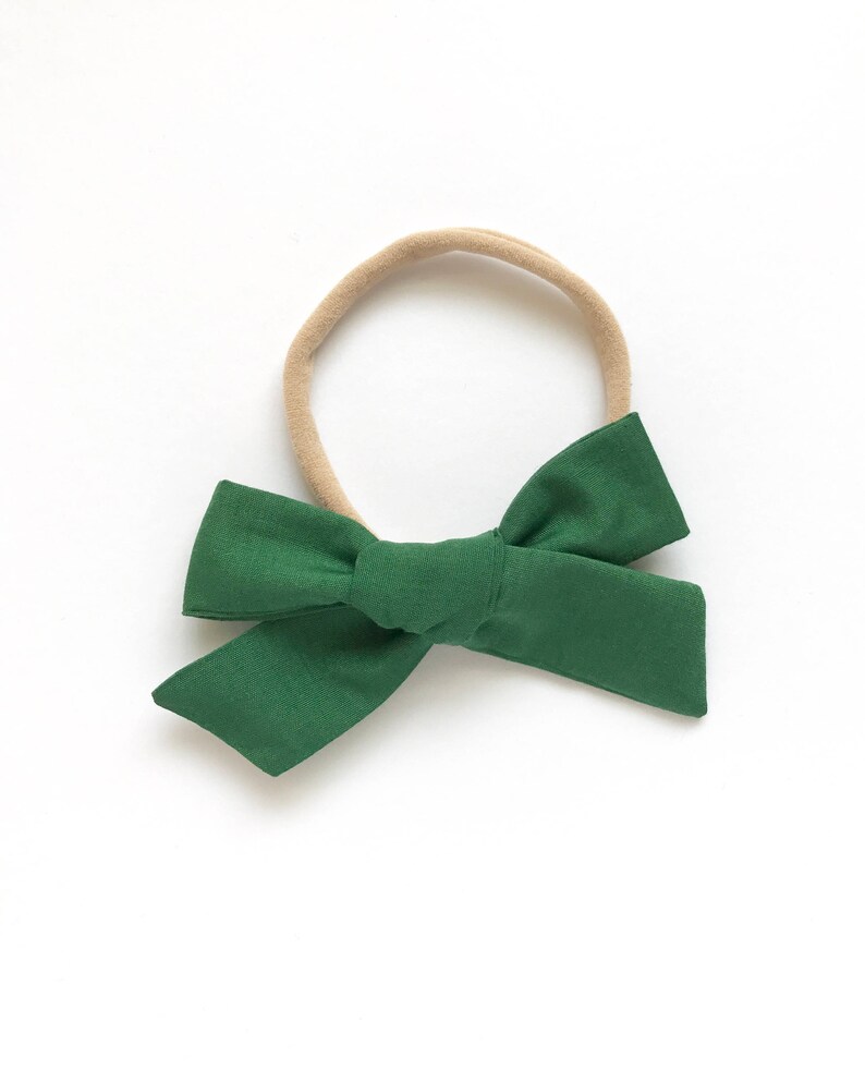 White /& Green Schoolgirl Bows