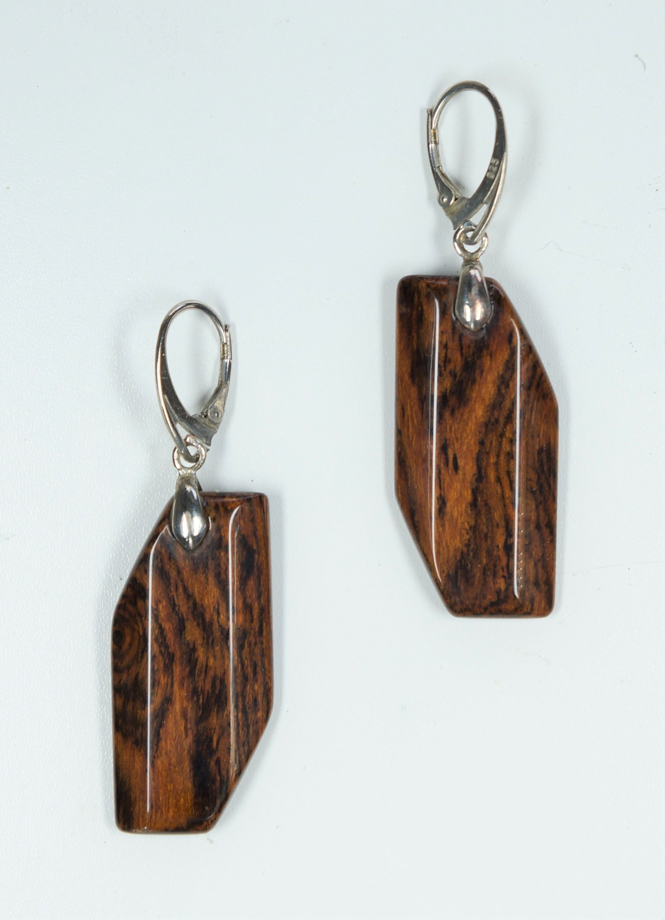 Handmade wooden earrings made from bocote wood. Hypoallergenic Earring –  CarvEd by Esposito