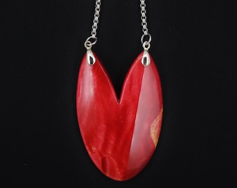 Stabilized and Dyed Red Maple Burl Wood Pendant