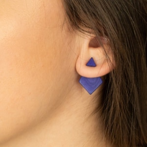 Ear jacket vegetable ivory studs, Geometric Ear Jacket Earrings, Earrings under lobes, Minimalist ear cuff, up and down, Geometric studs