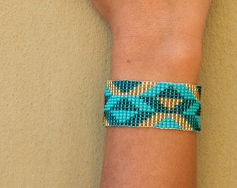 boho bracelet beaded bracelets loom bracelets statement bracelet woven bracelet ethnic jewelry Aztec wide bracelet cuff cuff bracelet