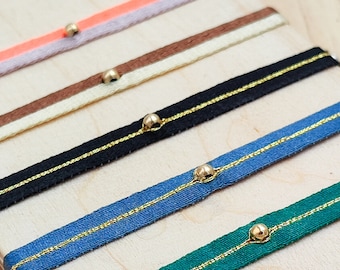 Gold plated bracelet 80 threads for women, handmade, friendship bracelet, waterproof, adjustable, boho, hippie, gold plated bead, women gift