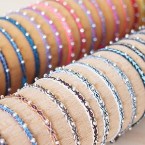 Bracelet fin, perles argent, bracelet bohème, bracelet hippie, bracelet tissé, bracelet amitié, bracelet été, cadeau femme, bracelet couleur