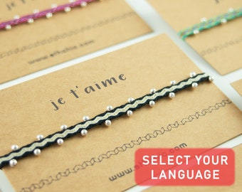 Pulsera de amor, regalo para novia, joyería para San Valentín, pulsera para mujer, mensaje de amor, regalo de cumpleaños, amor, pulsera tejida