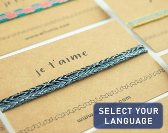 Pulsera Je t'aime 80 fils, regalo de novia, regalo de novio, regalo de pareja, regalo de aniversario, joyería de San Valentín, regalo de amor