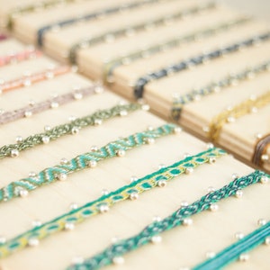 Bracelet tissé 40 fils perles argent, cadeau pour elle, bracelet bohème, cadeau femme, bracelet femme tissu, cadeau noel, bracelet amitié