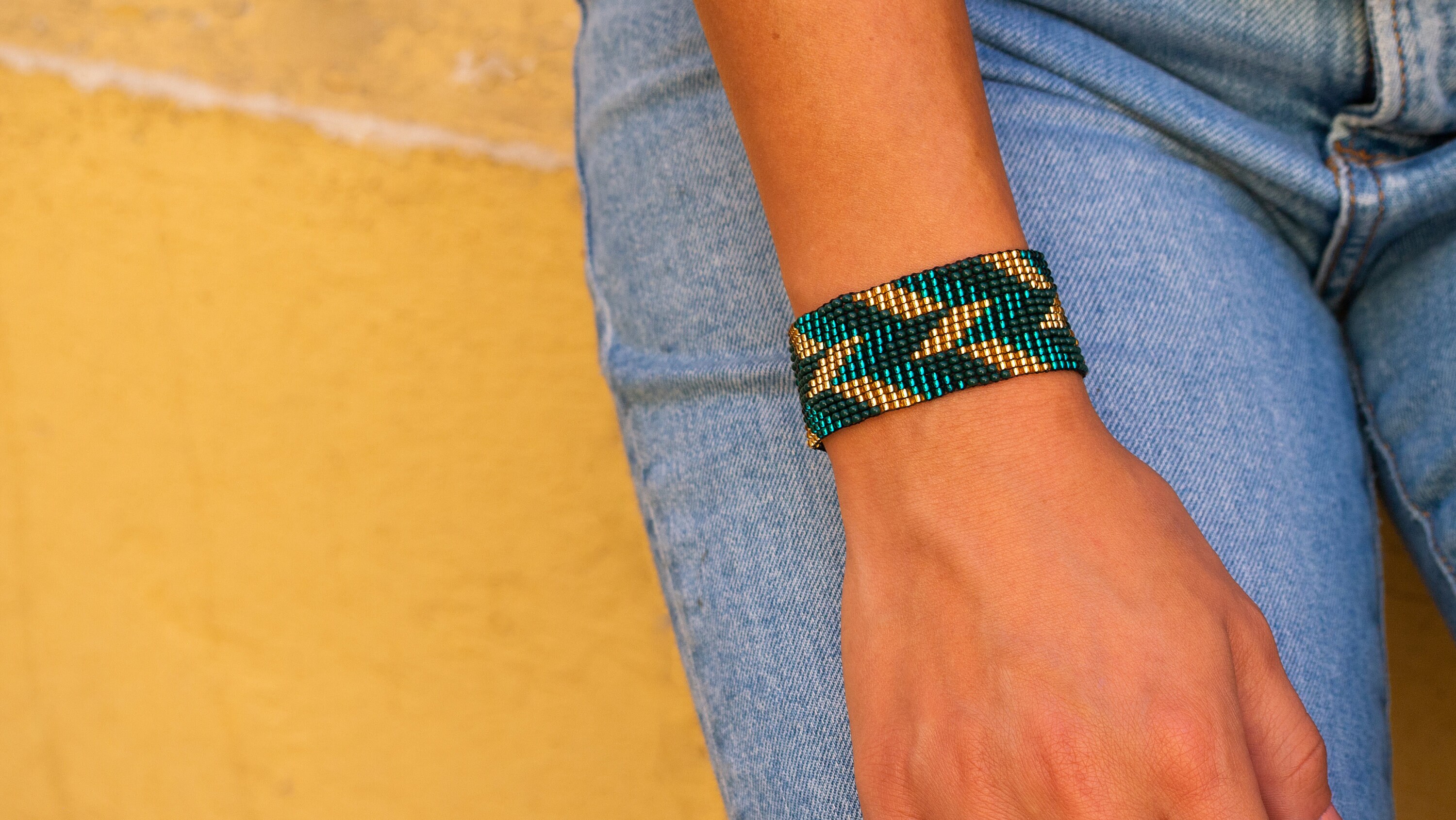 Beaded Bracelet Bead Loom Bracelet Seed Bead Bracelet Green Etsy