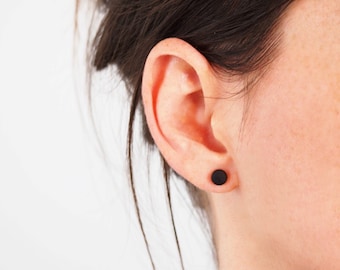 Puces noires +8 couleurs, bijoux ivoire végétal, boucles d'oreilles puces, petites boucles d'oreilles, clous d'oreilles minimalistes, vegan