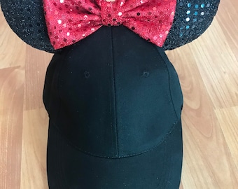 Classic Black ears & red bow hat