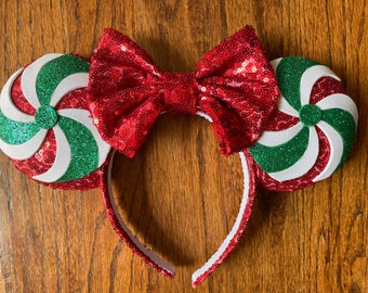 Red Christmas Candy Headband Ears