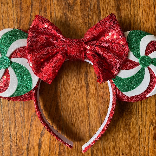 Red Christmas Candy Headband Ears