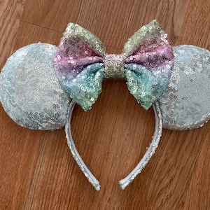Epic silver & sparkly rainbow Headband Ears