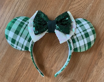 Green Christmas Plaid Ears