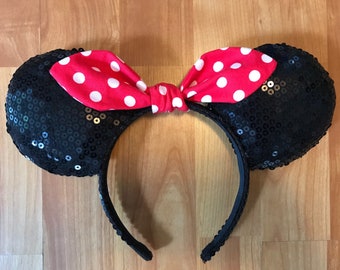 Minnie geïnspireerd Top Knot Ear hoofdband