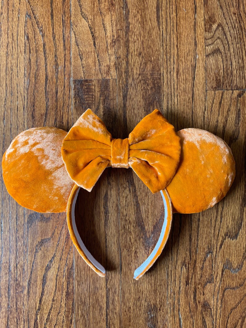 Velvet Pumpkin orange ear headband image 6