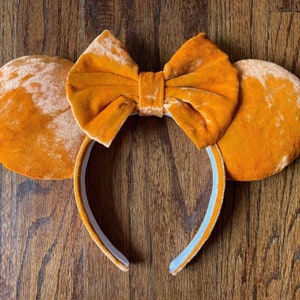 Velvet Pumpkin orange ear headband image 1
