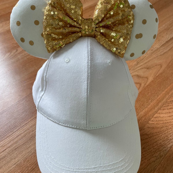 Gold white polka dot hat