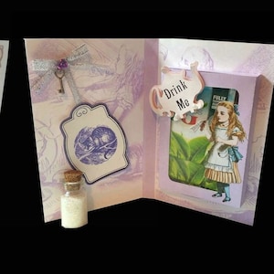 Alice in Wonderland Drink Me - Combi Card/Gift Box - JPEGS for handcutting AND Silhouette studio print n cut