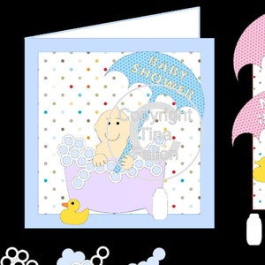 Carte de douche de bébé, Téléchargement numérique de la fête de naissance svg et formats studio