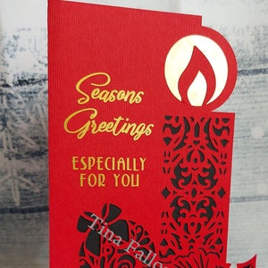 Lovely detailed Christmas candle greetings card- Digital cutting file download SVG-Studio and FCM