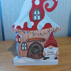 Weihnachts-Zwerg-Haus - dimensionale 3D-Karte für Maschinen- oder Handschnitt Sil Studio PNG JPEG und PDF