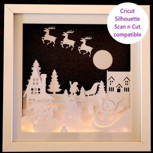 Snögubbar, snögubbar, jultomte, julscen - Flerskiktad och lämplig för Shadow Box Light Box SVG Studio och FCM digitala skärformat