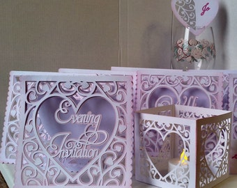 Heart Swirls Wedding Collection  - Complete Stationery Set-  Money saving offer -  digital download file svg /studio