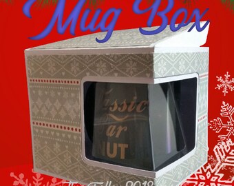 Mug  Gift Box  with window aperture A3 card required - digital cutting file