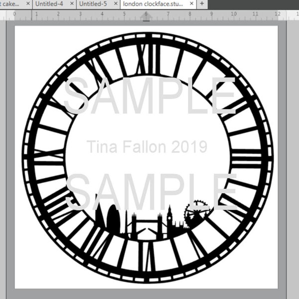 Fichier de découpe numérique de cadran d’horloge sur le thème de Londres aux formats studio / svg snd FCM