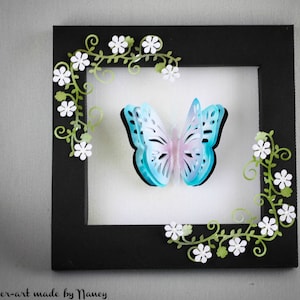 Layered Butterfly Pop Out completo en su propio Shadow Box Frame -SVG - Studio - Descarga de archivos de corte FCM