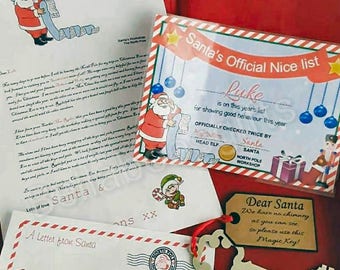 Santa's Nice List Certificate / Letter from Santa and Envelope front JPEG formats - commercial use DIY printable