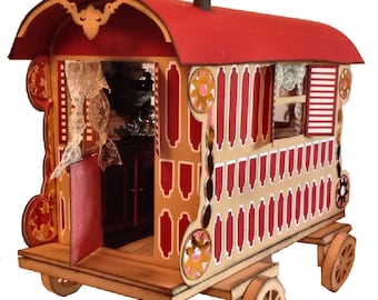 3d paper model Romany caravan  - PDF only cutting file - please read description for full details of contents