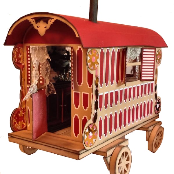 Modelo 3D Caravana gitana Romany Vardo - descargar archivo de corte SVG/STUDIO/SCANNCUT - lea la descripción para obtener detalles completos del contenido