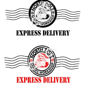 2 x Santa North Pole Express Delivery Postmark Transparent JPEG and PNG image only Commercial Use