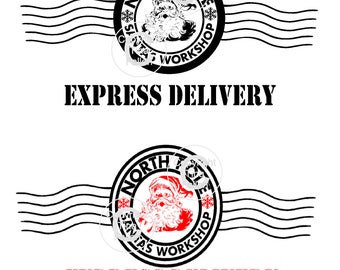 2 x Santa Noordpool Express levering Postmark transparante JPEG en PNG afbeelding alleen commercieel gebruik