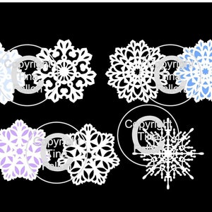 Ensemble de 4 jolis toppers flocons de neige SVG - Formats Studio et FCM