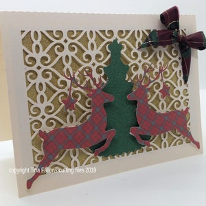 Cerf / Cerf - Carte de Noël en couches 3D Forme rectangulaire - Studio / SVG / FCM, etc. format télécharger le fichier de coupe