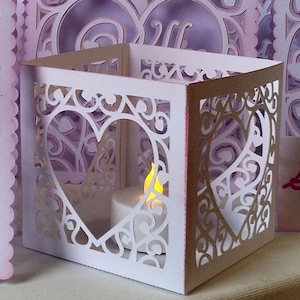 Heart Swirls Wedding Collection - Luminaire Tealight holder- digital download file svg /studio