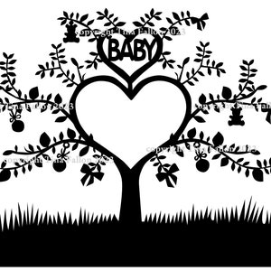 Félicitations bébé arbre découpé c - Adoption de naissance, etc.  Téléchargement numérique aux formats SVG, Studio et PDF / JPEG