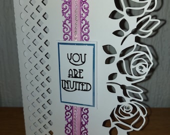 Roses Over the Edge card with a card box  ideal for Wedding Invitations, Invites, Birthday