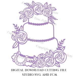 HochzeitStorte Menü Rose Thema - Design No 1 Download SVG/Studio und FCM digitale Schneidedatei