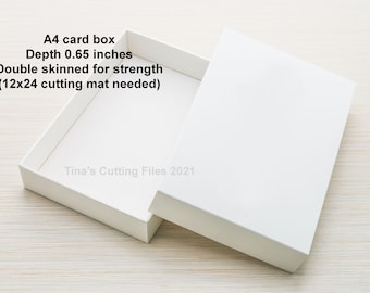 Card  Box to fit A4 cards (card size 210mm x 297mm)  Sturdy Double Skinned box   DIGITAL CUTTING FILE  svg - studio - fcm