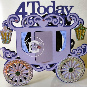 Carte d'anniversaire Princess Carriage Age 4 - fichier de découpe numérique pour faire votre propre SVG et Studio
