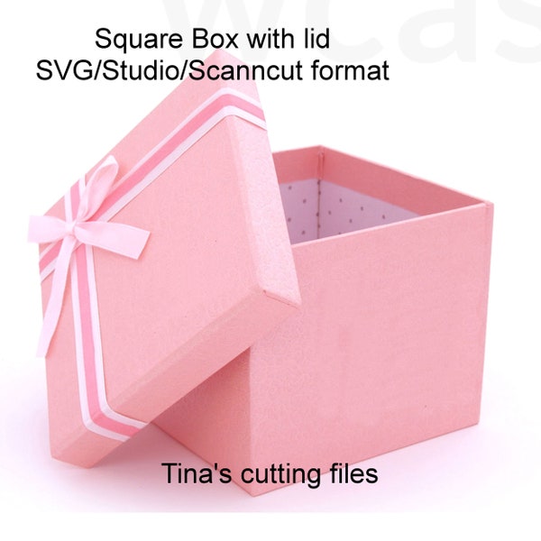 Quadratische Box mit doppelhäutigem Deckel 12x12x12cm SVG/Studio/FCM Scan n Cut Schneidedatei Formate