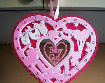 Décoratif Baby Heart pour fille - Fichier de découpe numérique à 6 couches
