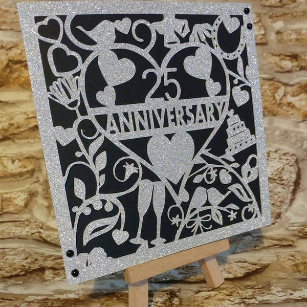 25th Silver Wedding Anniversary Card  download cutting file