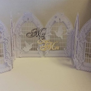 Bruiloft deuren Tri-fold Gatefold kaartsjabloon met doos multi digitale snij-indelingen
